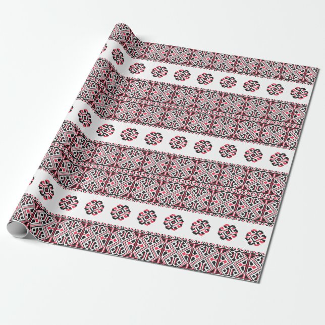 Papier Cadeau Motif croix rouge et noir original (Déroulé)