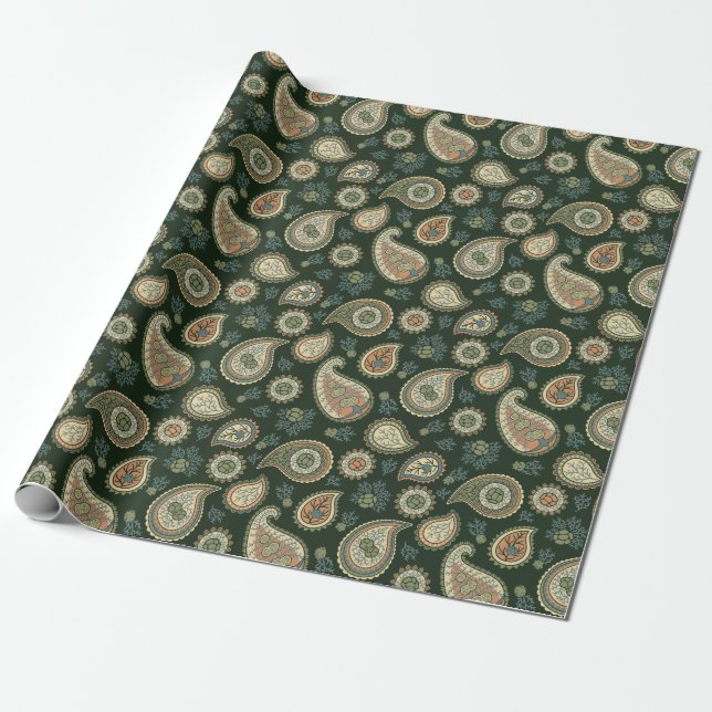 Papier Cadeau Motif Cypress Paisley (Déroulé)