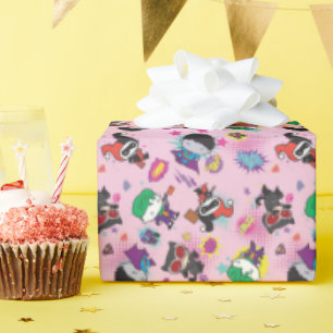 Papier Cadeau Motif d'action Chibi Super Villain