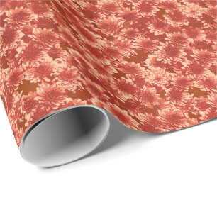 Papier Cadeau Motif Dahlia Graphique Moderne, Mandarin Orange