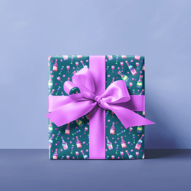 Papier Cadeau Motif d'alcool aquarelle | Sombre (Créateur téléchargé)