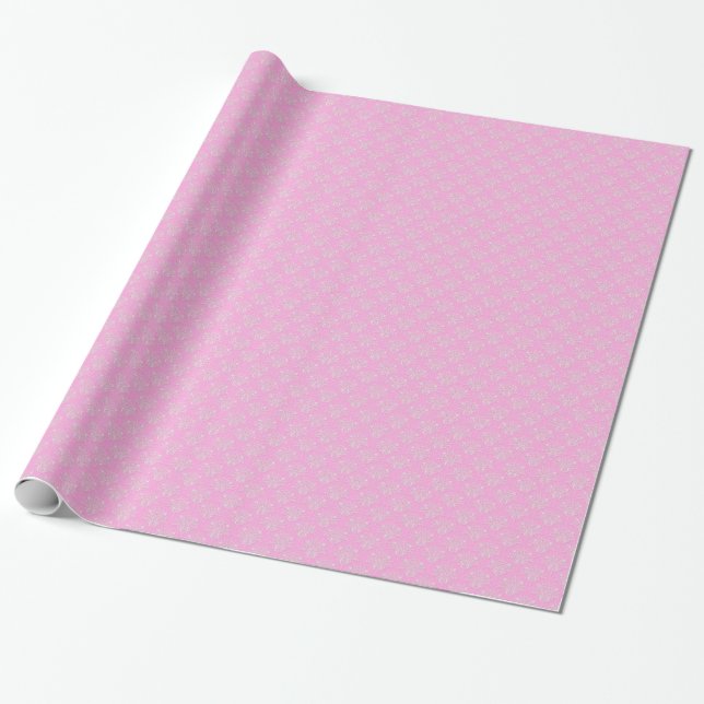 Papier Cadeau Motif damassé rose et blanc (Déroulé)