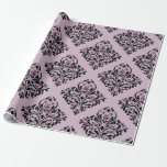 Papier Cadeau Motif damassé vintage pourpre et noir<br><div class="desc">Papier d'emballage à motif vintage sur le thème de Paris pourpre foncé et noir.</div>