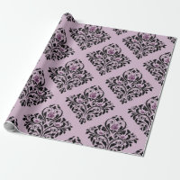 Motif damassé vintage pourpre et noir
