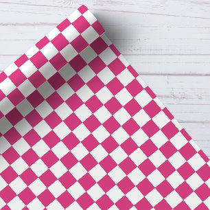 Papier Cadeau Motif damier rose framboise et blanc