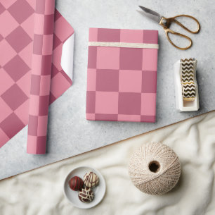 Papier Cadeau Motif damier rose minimaliste 