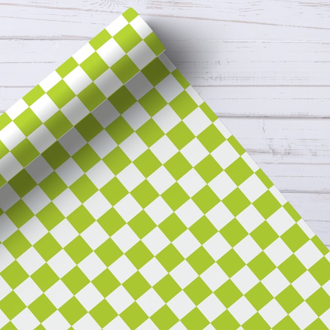 Papier Cadeau Motif damier vert et blanc (Créateur téléchargé)