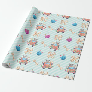 Papier Cadeau Motif d'amour du chiot de printemps