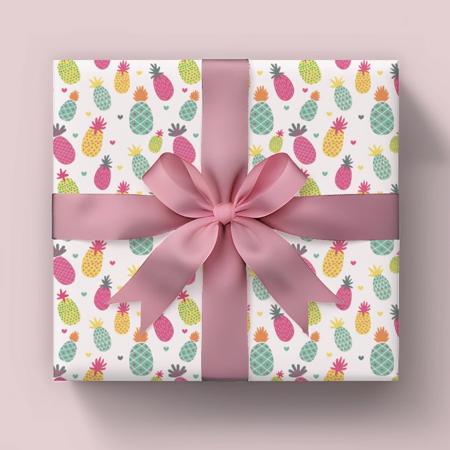 Papier Cadeau Motif d'ananas d'été (Pineapple tropical fruit pattern wrapping paper roll.)