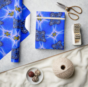 Papier Cadeau Motif d'anémone du Jardin bleu