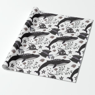 Papier Cadeau Motif d'animaux aquatiques vie sous-marine 16
