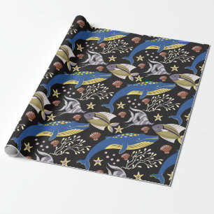 Papier Cadeau Motif d'animaux aquatiques   vie sous-marine 17