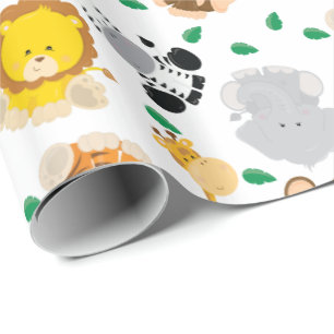Papier Cadeau Motif d'animaux de safari de bébé