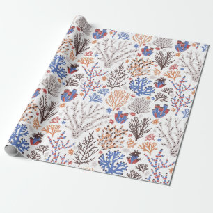 Papier Cadeau Motif d'animaux marins à l'aquarelle