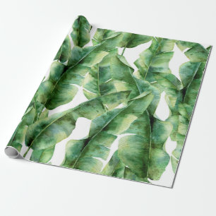 Papier Cadeau Motif d'aquarelle avec feuilles de bananier. Main 