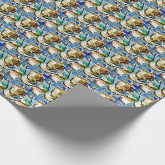 Papier Cadeau Motif d'aquarelle Collage de tasses à café (Coin)