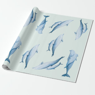 Papier Cadeau Motif d'aquarelle des dauphins