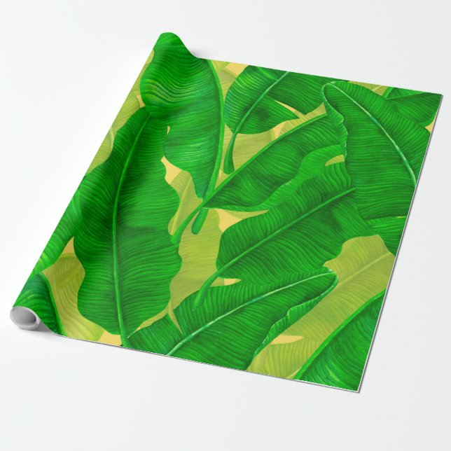 Papier Cadeau Motif d'aquarelle feuille Banana (Déroulé)