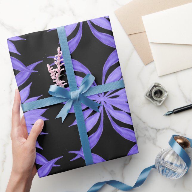 Papier Cadeau Motif d'aquarelle fleurie violette (Cadeaux)