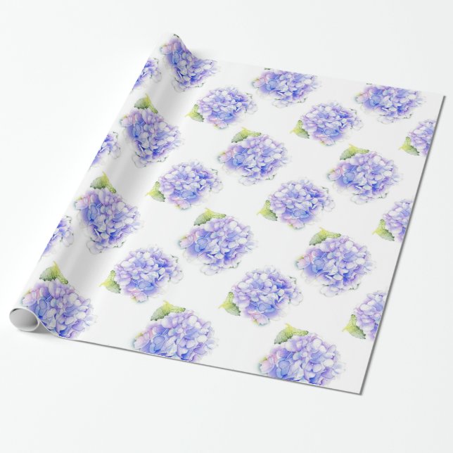 Papier Cadeau Motif d'aquarelle Hydrangea (Déroulé)