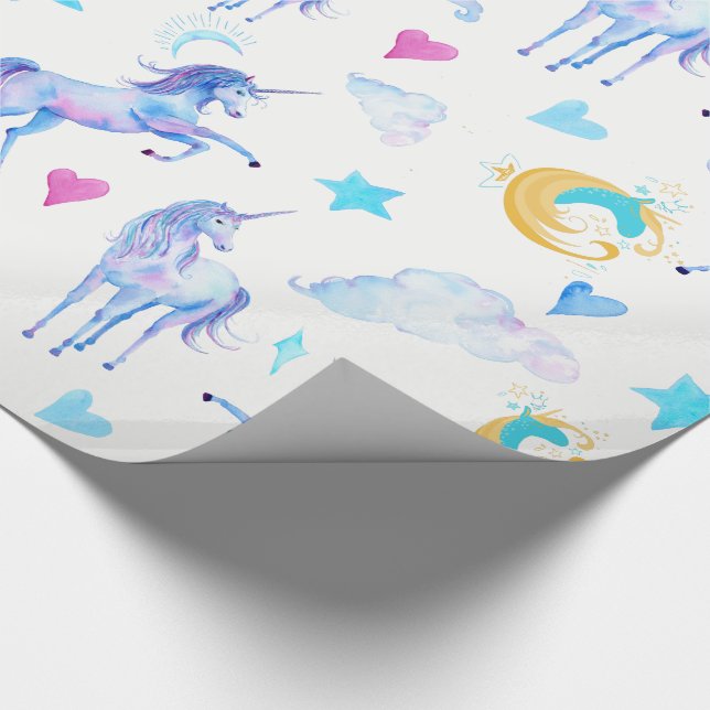 Papier Cadeau Motif d'aquarelle magique Unicorn Design Imaginair (Coin)