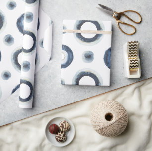 Papier Cadeau Motif d'aquarelle marbré d'or bleu