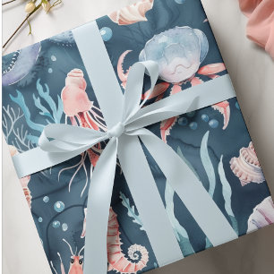 Papier Cadeau Motif d'aquarelle nautique : Coral Reef Delties