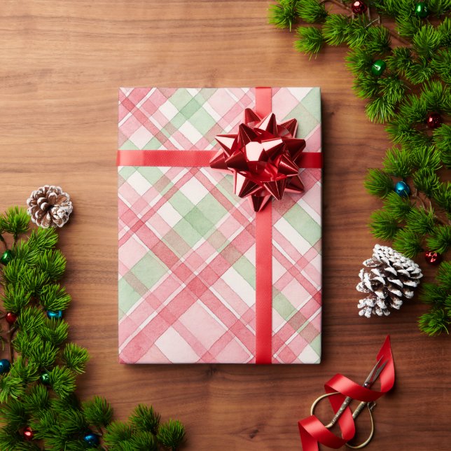Papier Cadeau Motif d'aquarelle rose rouge rose classique (Cadeau de vacances)