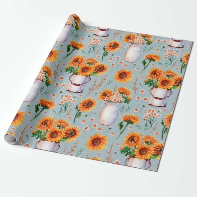 Papier Cadeau Motif d'aquarelle transparente avec colo brillant (Déroulé)