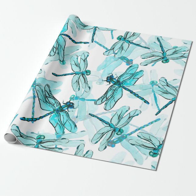 Papier Cadeau Motif d'aquarelle transparente avec élégante libel (Déroulé)