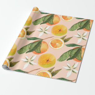 Papier Cadeau Motif d'aquarelle transparente avec mandarines