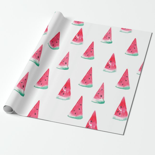 Papier Cadeau Motif d'aquarelle transparente avec pastèque (Déroulé)