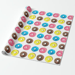 Papier Cadeau Motif d'aquarelle transparente avec petits beignet