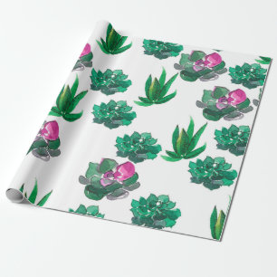 Papier Cadeau Motif d'aquarelle transparente avec succulents