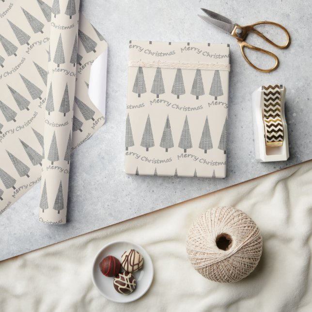 Papier Cadeau Motif d'arbre à carreaux de Noël (Artisanat)