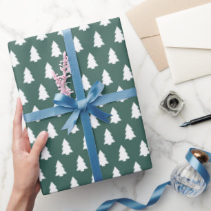 Papier Cadeau Motif d'arbre de Noël blanc foncé