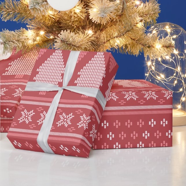 Papier Cadeau Motif d'arbre de Noël block moderne (Vacances)