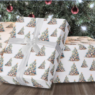 Papier Cadeau Motif d'arbre de Noël de plage