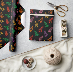 Papier Cadeau Motif d'arbre de Noël géométrique et coloré Abstra