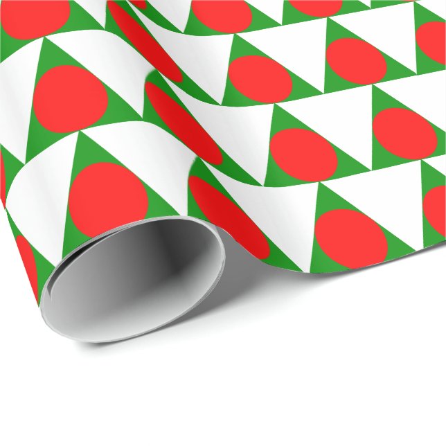 Papier Cadeau Motif d'arbre de Noël moderne (Coin rond)
