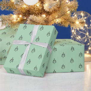 Papier Cadeau Motif d'arbre de Noël noir et blanc