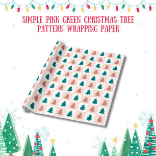 Papier Cadeau Motif d'arbre de Noël rose simple