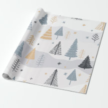 Motif d'arbre de pin hivernal boho moderne
