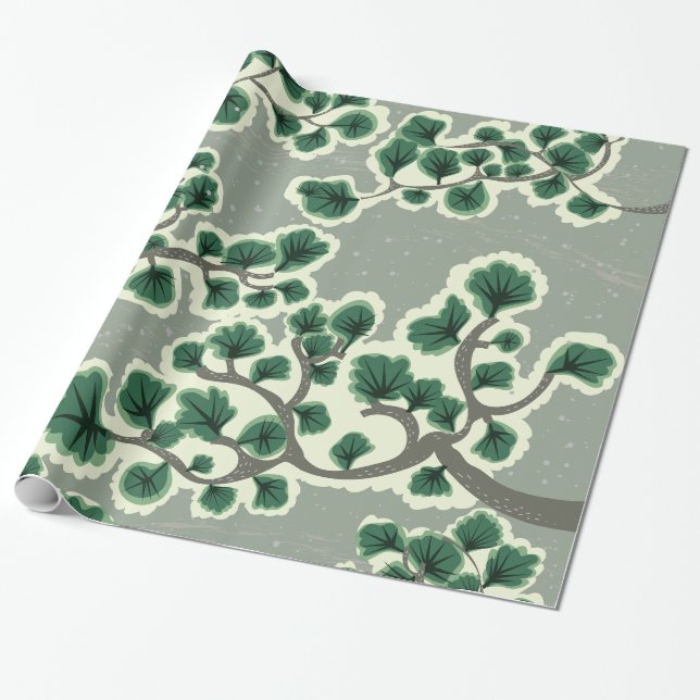Papier Cadeau Motif d'arbre en bonsaï (Déroulé)