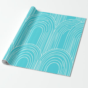 Papier Cadeau Motif d'arche blanche sur fond bleu clair – Modern