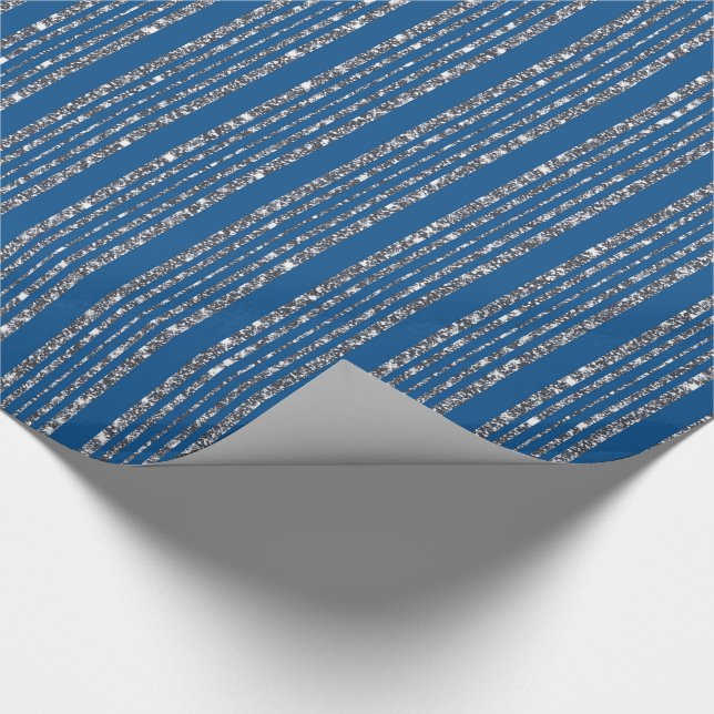 Papier Cadeau Motif d'argent bleu (Coin)