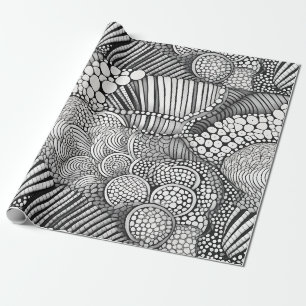 Papier Cadeau Motif d'art abstrait géométrique monochrome en lig