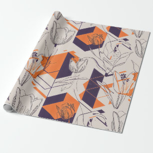 Papier Cadeau Motif d'art en ligne de tulipe géométrique moderne