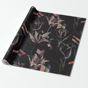 Papier Cadeau Motif d'art en ligne de tulipe géométrique moderne