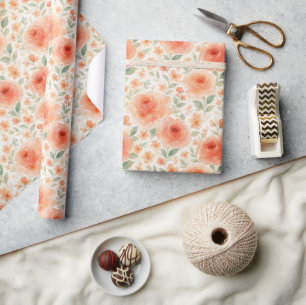 Papier Cadeau Motif d'art floral chic et élégant dans le style s